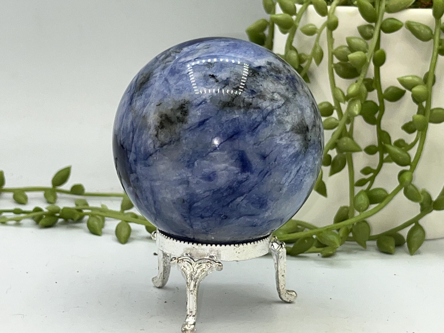Afghanite Sphere (D), blue Afghanite sphere, polished Afghanite, crystal sphere, UV reactive, Cancrinite group of crystals.