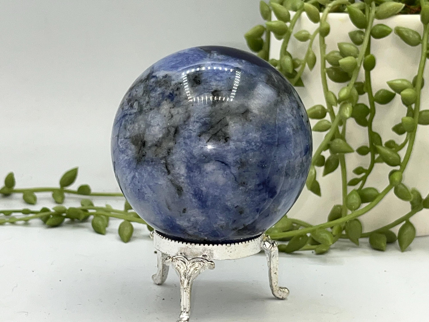 Afghanite Sphere (D), blue Afghanite sphere, polished Afghanite, crystal sphere, UV reactive, Cancrinite group of crystals.