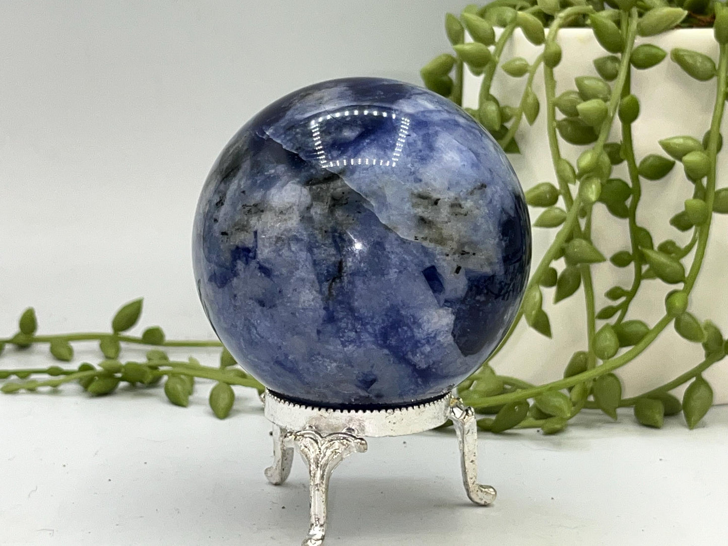 Afghanite Sphere (D), blue Afghanite sphere, polished Afghanite, crystal sphere, UV reactive, Cancrinite group of crystals.