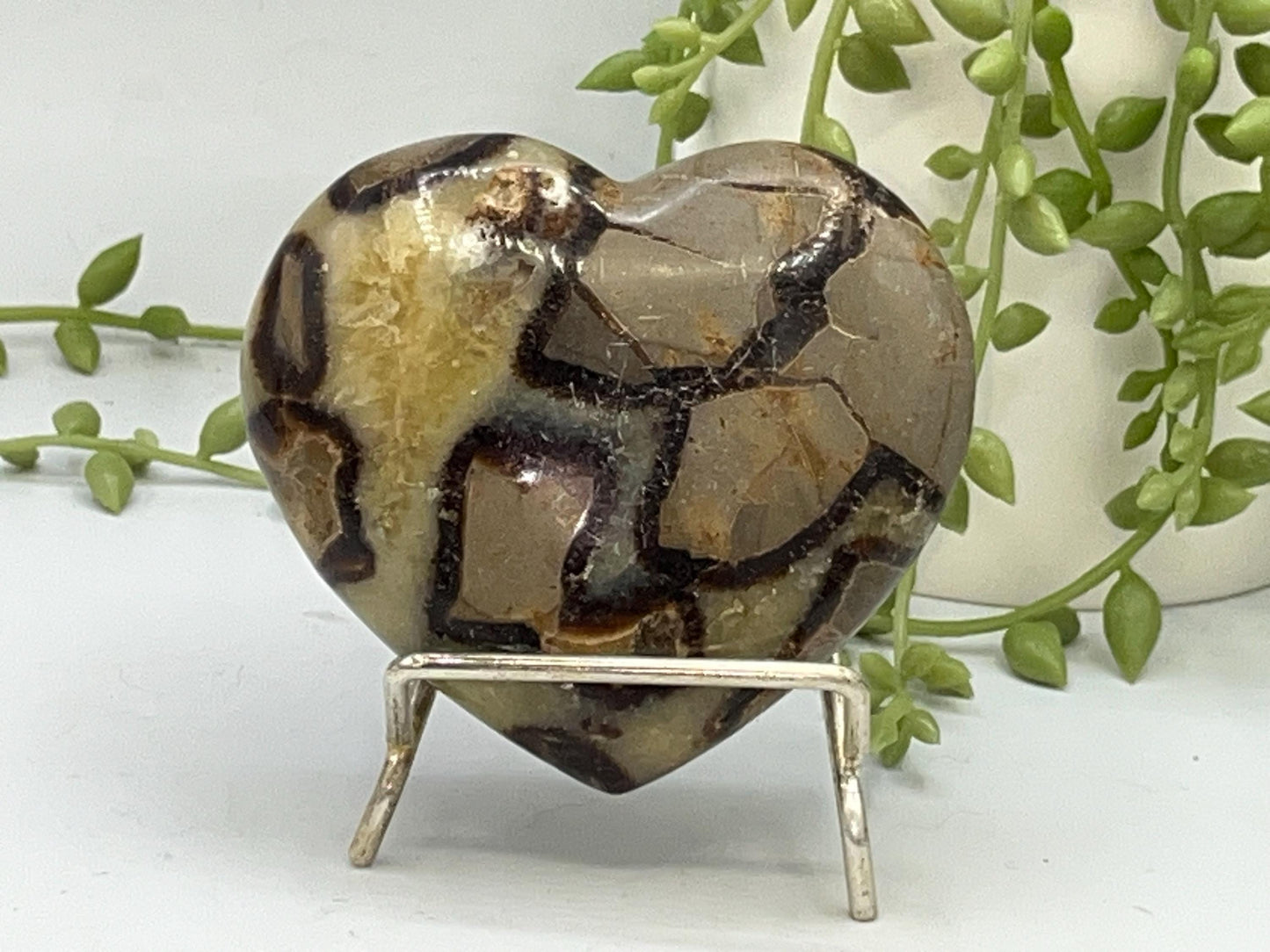 Septarian Crystal Puffed Heart (C,) Dragon Stone, Palm Stone, Yellow Calcite, Aragonite, Limestone, Beetle Stone, Turtle Stone
