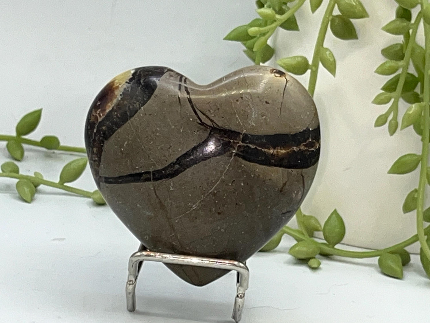 Septarian Crystal Puffed Heart (E,) Dragon Stone, Palm Stone, Yellow Calcite, Aragonite, Limestone, Beetle Stone, Turtle Stone