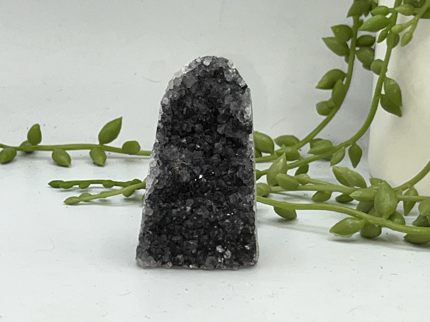 Mini Beautiful purple/ black Amethyst Cathedral/Cluster, (9) Amethyst Free Form. Sparkly Amethyst Geode, Iron Inclusions.