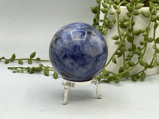 Afghanite Sphere (C), blue Afghanite sphere, polished Afghanite, crystal sphere, UV reactive, Cancrinite group of crystals.