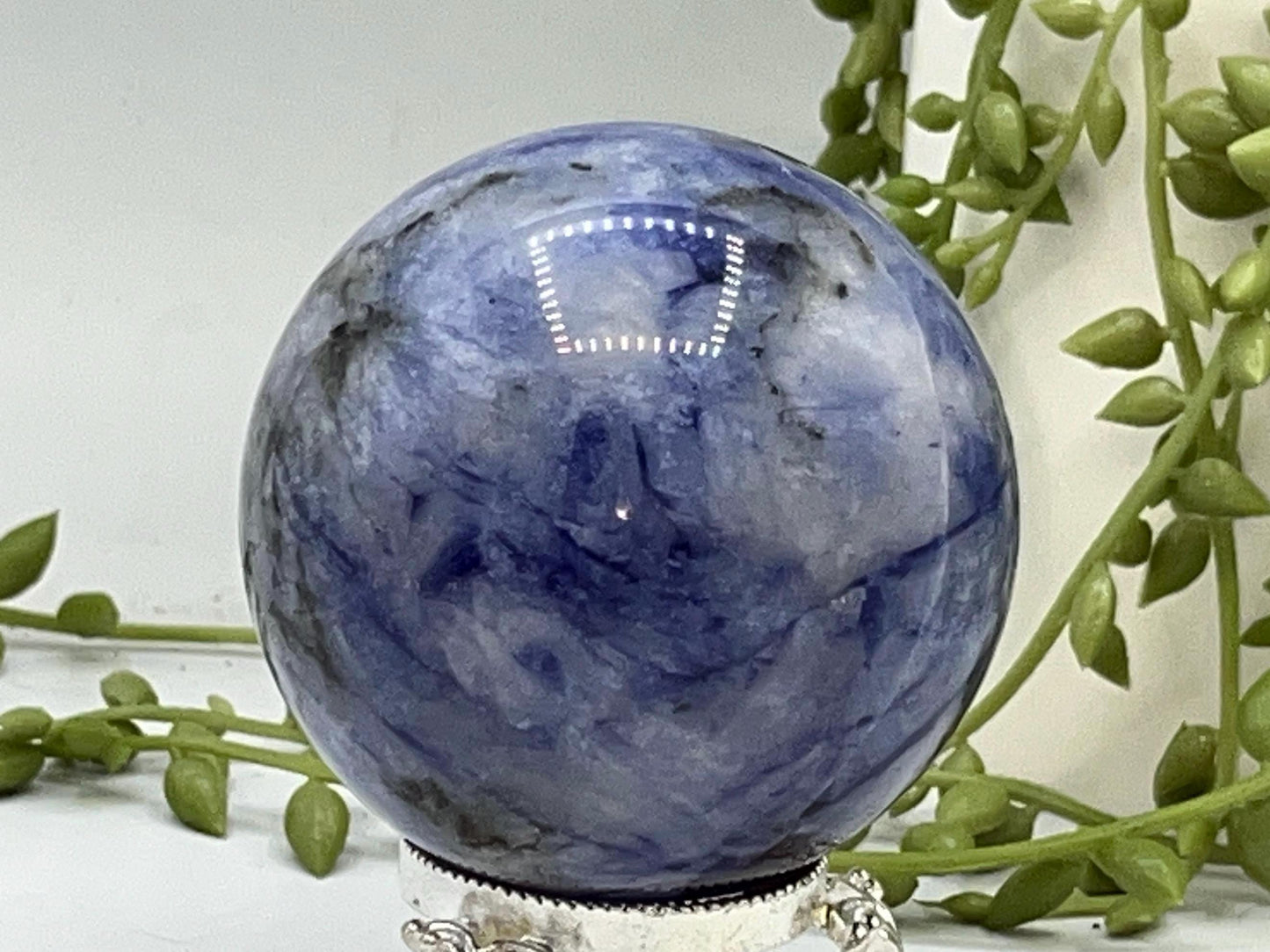 Afghanite Sphere (C), blue Afghanite sphere, polished Afghanite, crystal sphere, UV reactive, Cancrinite group of crystals.