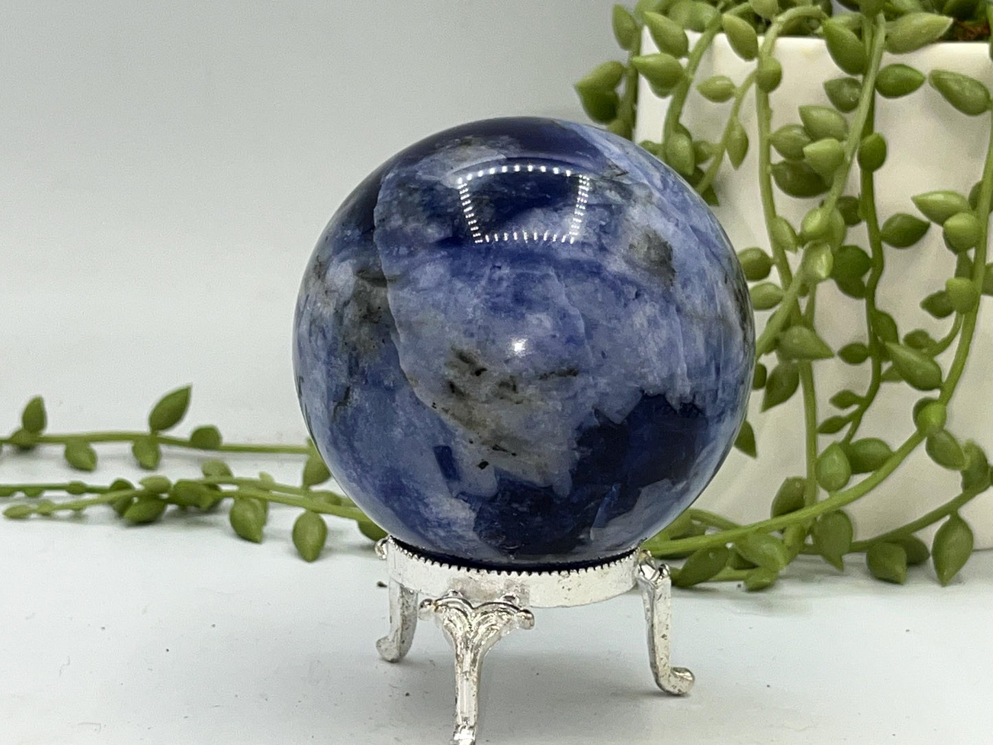 Afghanite Sphere (D), blue Afghanite sphere, polished Afghanite, crystal sphere, UV reactive, Cancrinite group of crystals.