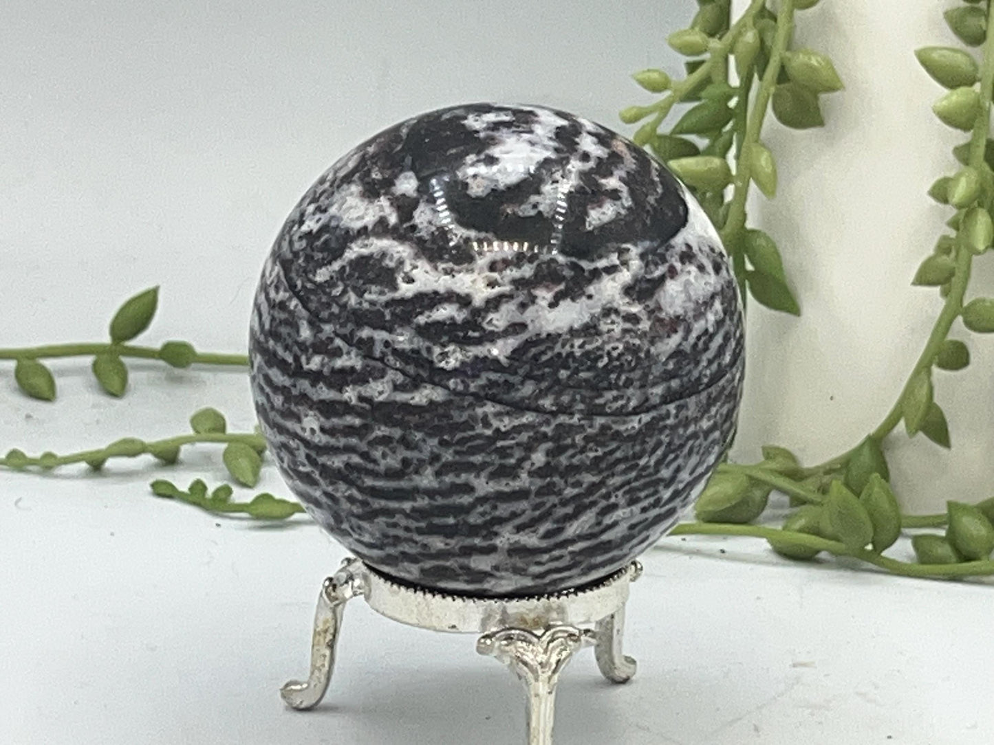 Zebra Fluorite Jasper Sphere (B), Zebra Stone Crystal Sphere 66mm, Natural High Quality Zebra Stone, Zebra Marble Sphere, perfect gift