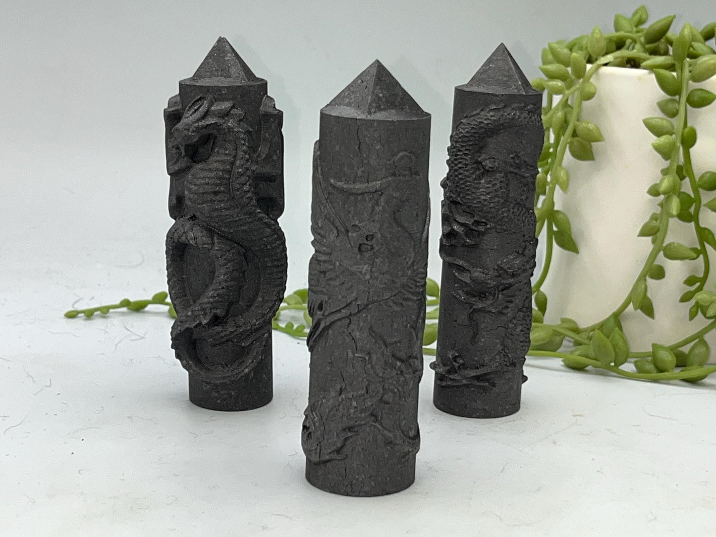 Shungite Phoenix round tower with pyramid tip.