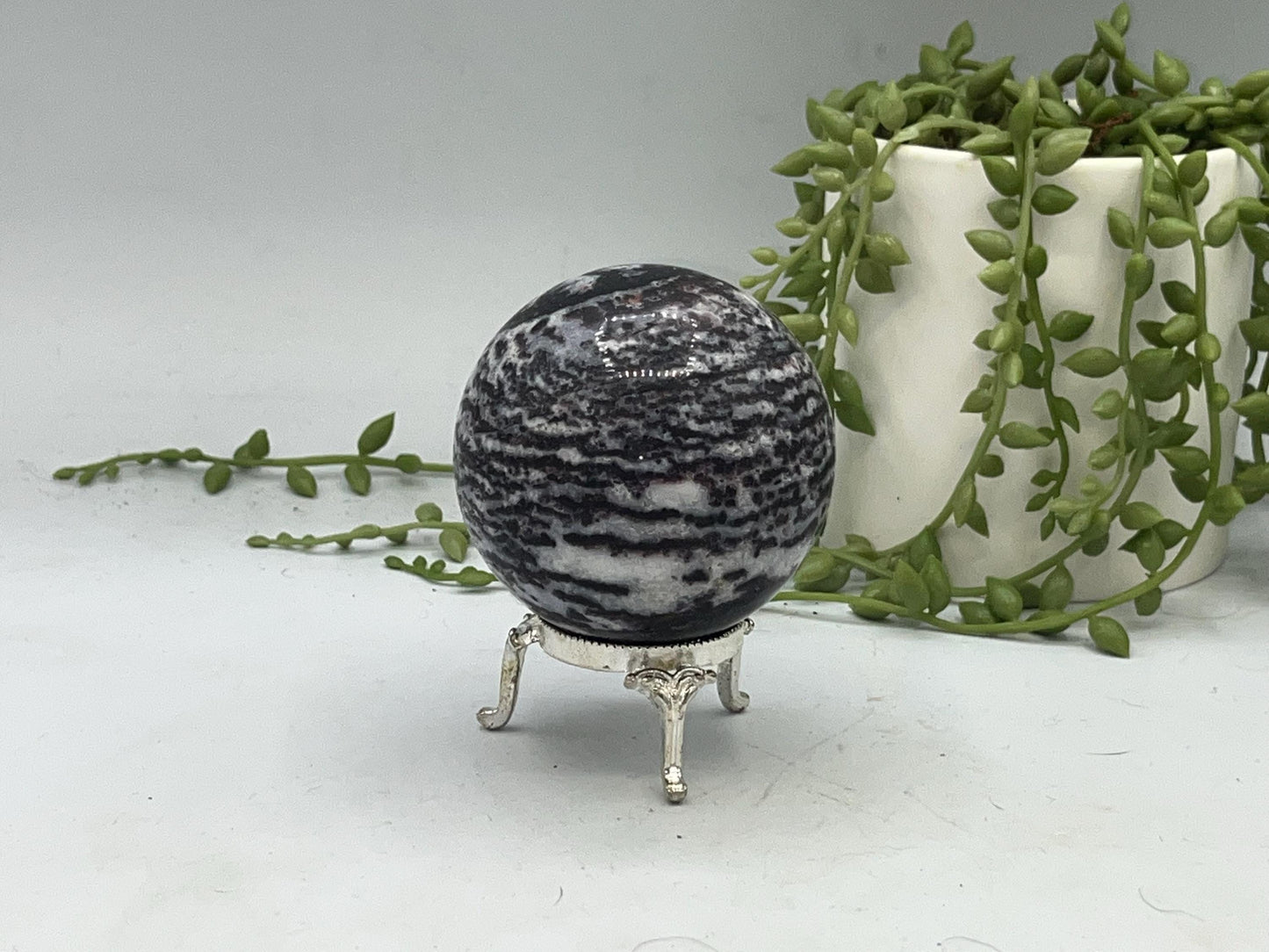 Zebra Fluorite Jasper Sphere (B), Zebra Stone Crystal Sphere 66mm, Natural High Quality Zebra Stone, Zebra Marble Sphere, perfect gift