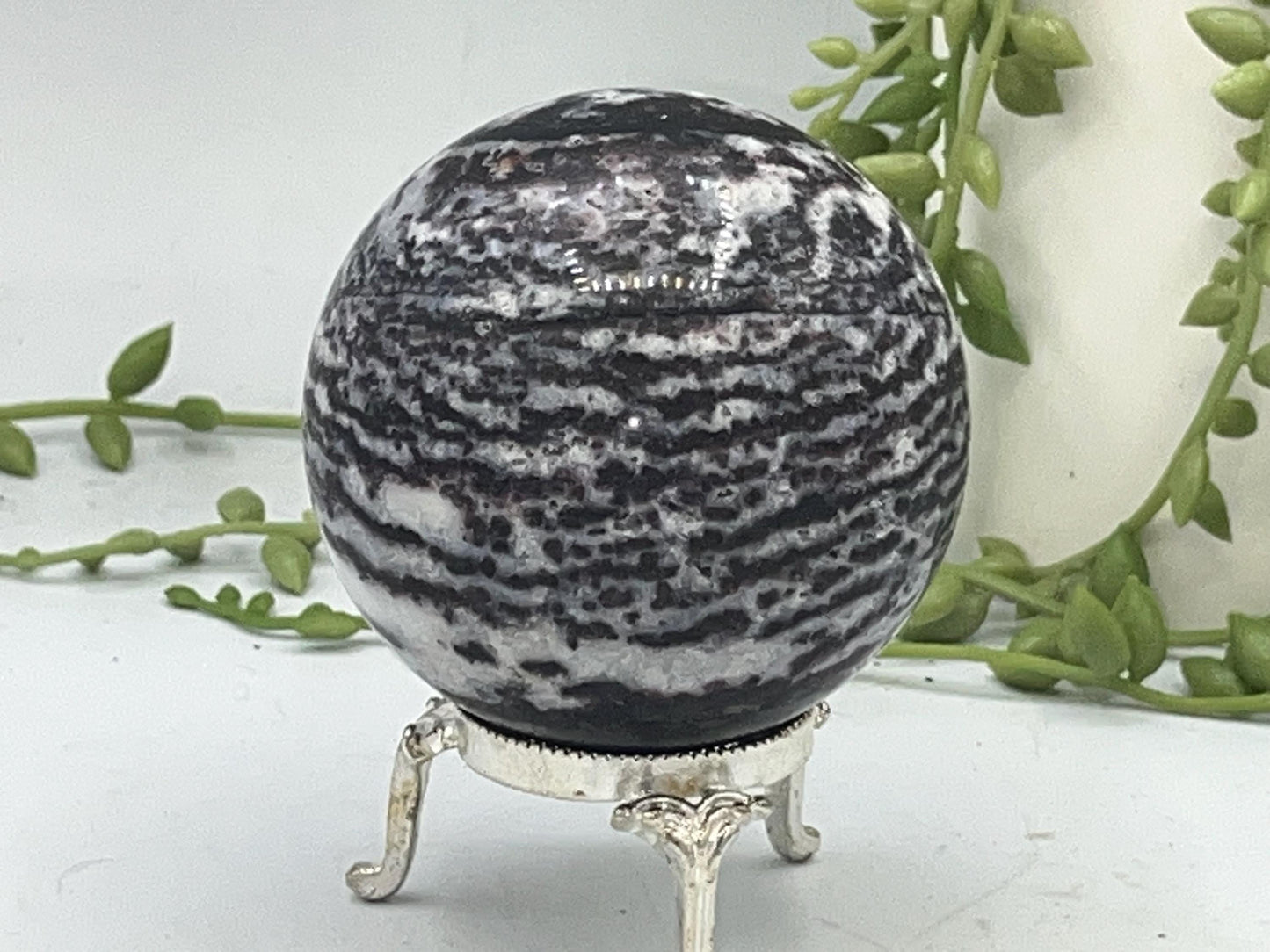Zebra Fluorite Jasper Sphere (B), Zebra Stone Crystal Sphere 66mm, Natural High Quality Zebra Stone, Zebra Marble Sphere, perfect gift