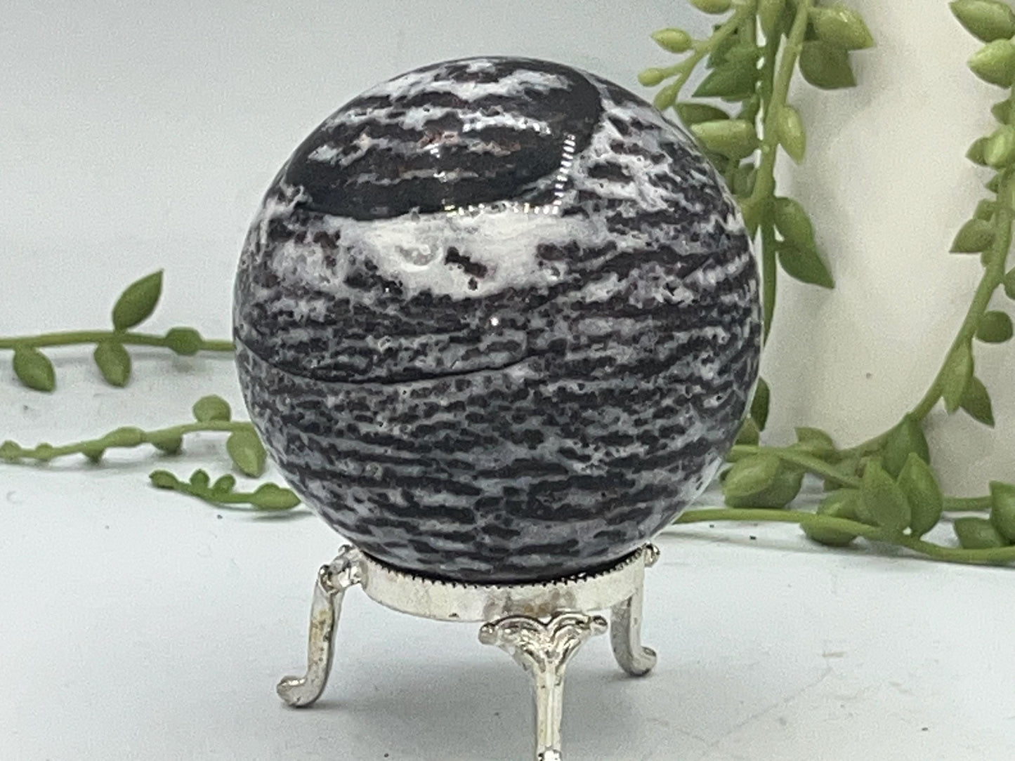 Zebra Fluorite Jasper Sphere (B), Zebra Stone Crystal Sphere 66mm, Natural High Quality Zebra Stone, Zebra Marble Sphere, perfect gift