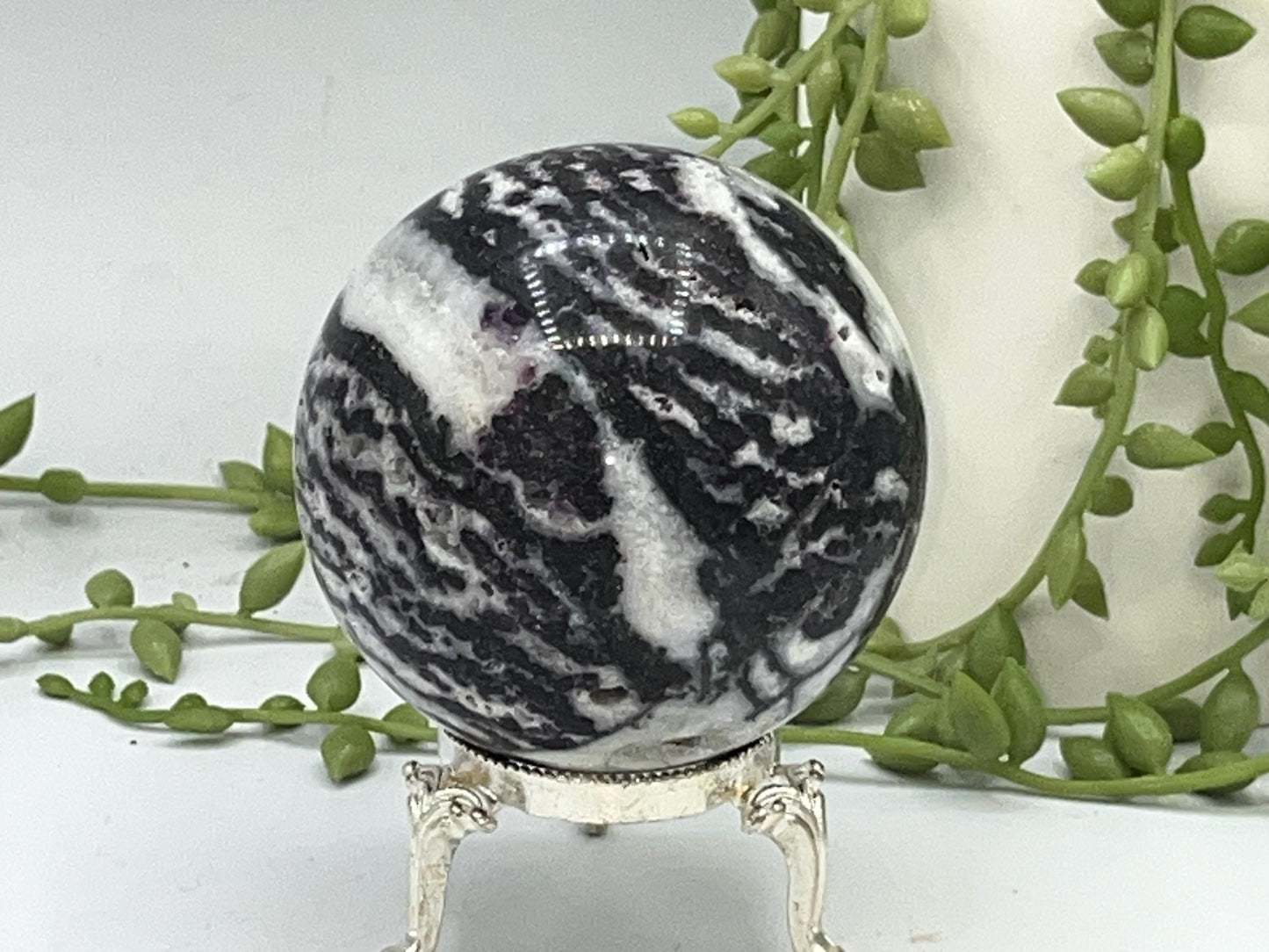 Druzy Zebra Fluorite Jasper Sphere (C), Zebra Stone Crystal Sphere 70mm, Natural High Quality Zebra Stone, Zebra Marble Sphere, perfect gift