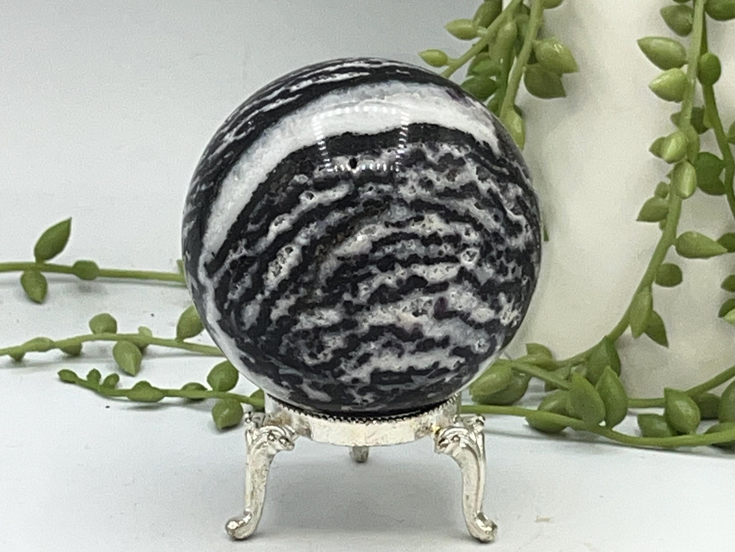 Druzy Zebra Fluorite Jasper Sphere (C), Zebra Stone Crystal Sphere 70mm, Natural High Quality Zebra Stone, Zebra Marble Sphere, perfect gift