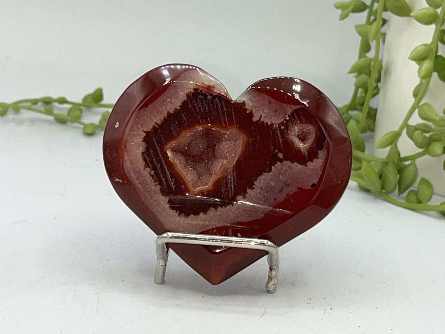 Carnelian Heart (A) with Druzy, Carnelian, Crystal Collection, Chakra Stones, Orange, Red Crystals, Carnelian Flat Heart, Drusy Carnelian.