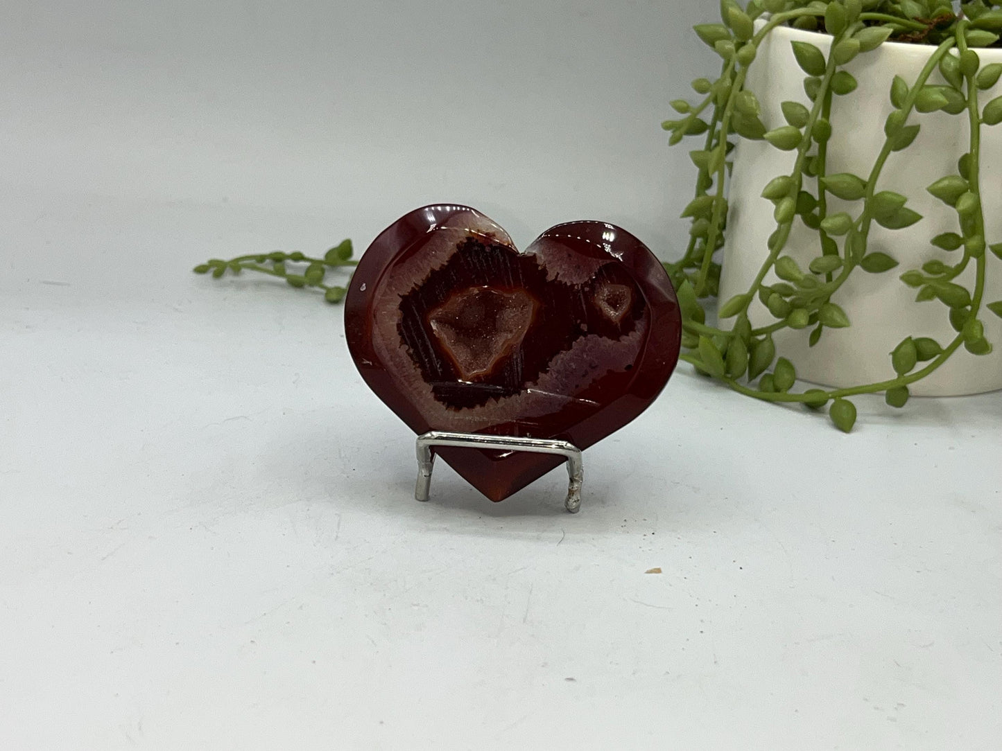 Carnelian Heart (A) with Druzy, Carnelian, Crystal Collection, Chakra Stones, Orange, Red Crystals, Carnelian Flat Heart, Drusy Carnelian.