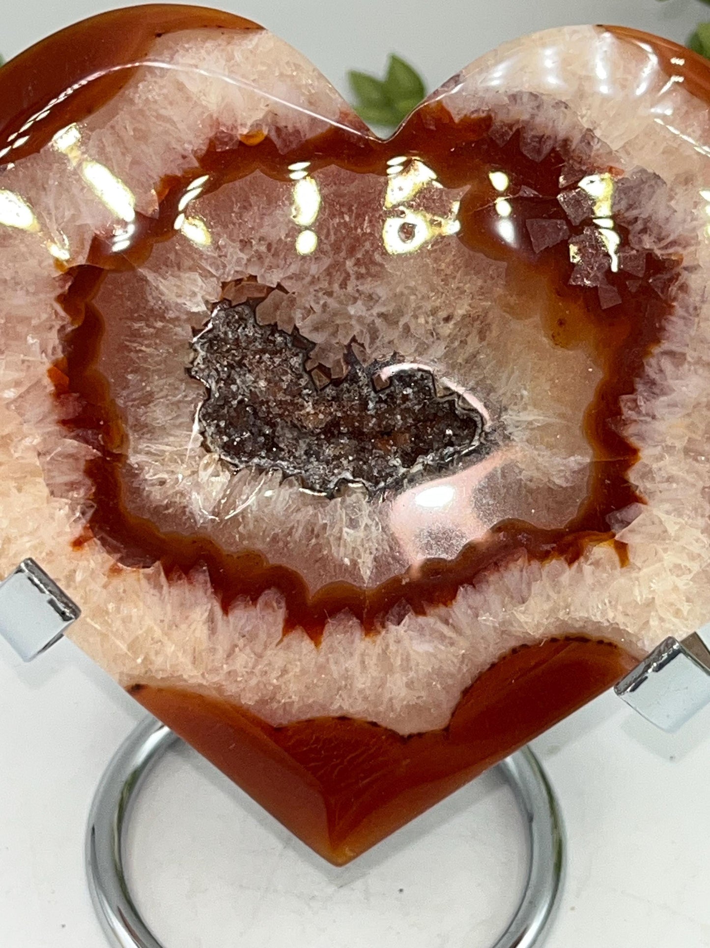 Carnelian Heart (B) with Druzy, Carnelian, Crystal Collection, Chakra Stones, Orange, Red Crystals, Carnelian Flat Heart, Drusy Carnelian.