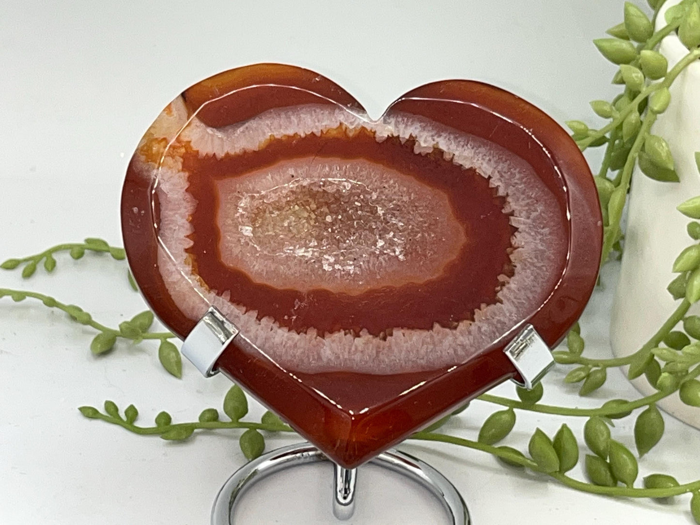 Carnelian Heart (D) with Druzy, Carnelian, Crystal Collection, Chakra Stones, Orange, Red Crystals, Carnelian Flat Heart, Drusy Carnelian.