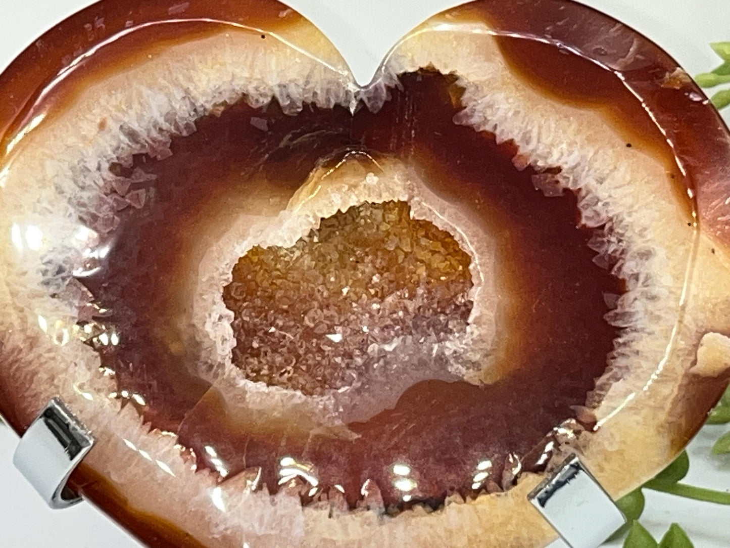 Carnelian Heart (F) with Druzy, Carnelian, Crystal Collection, Chakra Stones, Orange, Red Crystals, Carnelian Flat Heart, Drusy Carnelian.