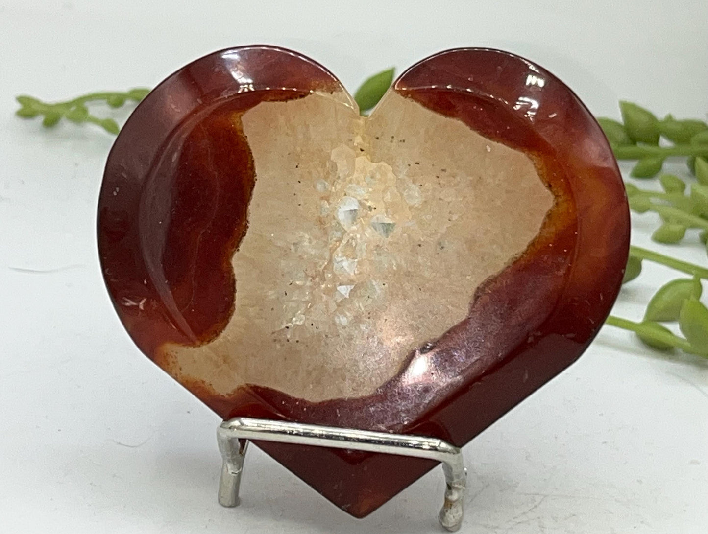Carnelian Heart (H) with Druzy, Carnelian, Crystal Collection, Chakra Stones, Orange, Red Crystals, Carnelian Flat Heart, Drusy Carnelian.