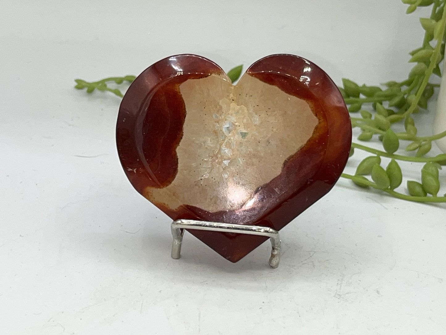 Carnelian Heart (H) with Druzy, Carnelian, Crystal Collection, Chakra Stones, Orange, Red Crystals, Carnelian Flat Heart, Drusy Carnelian.