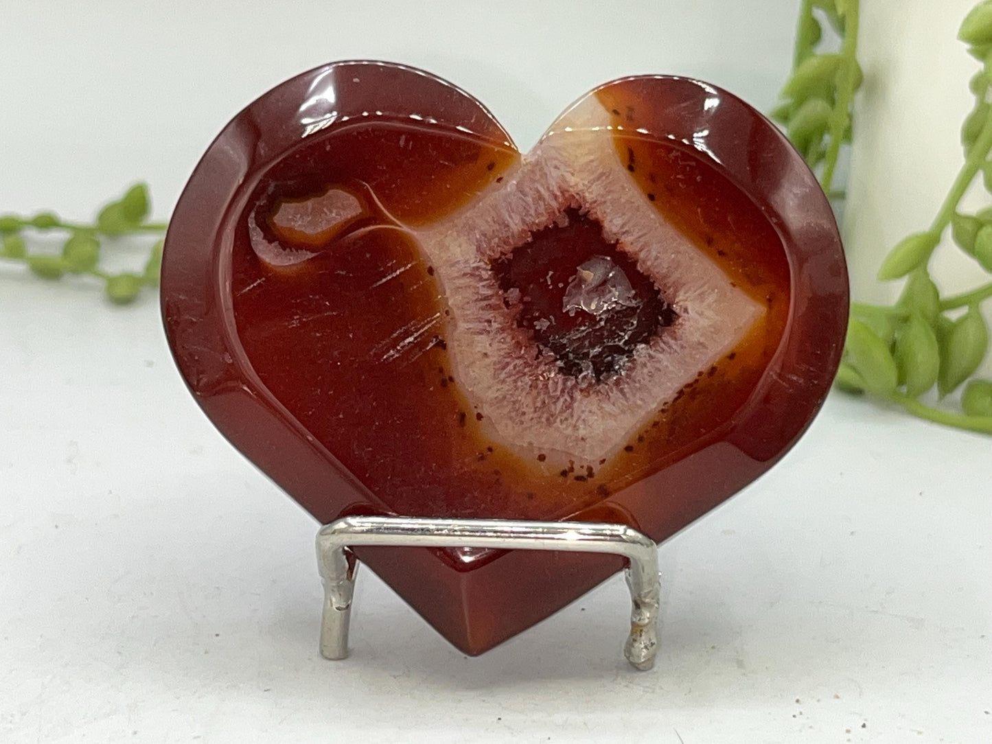 Carnelian Heart (A) with Druzy, Carnelian, Crystal Collection, Chakra Stones, Orange, Red Crystals, Carnelian Flat Heart, Drusy Carnelian.