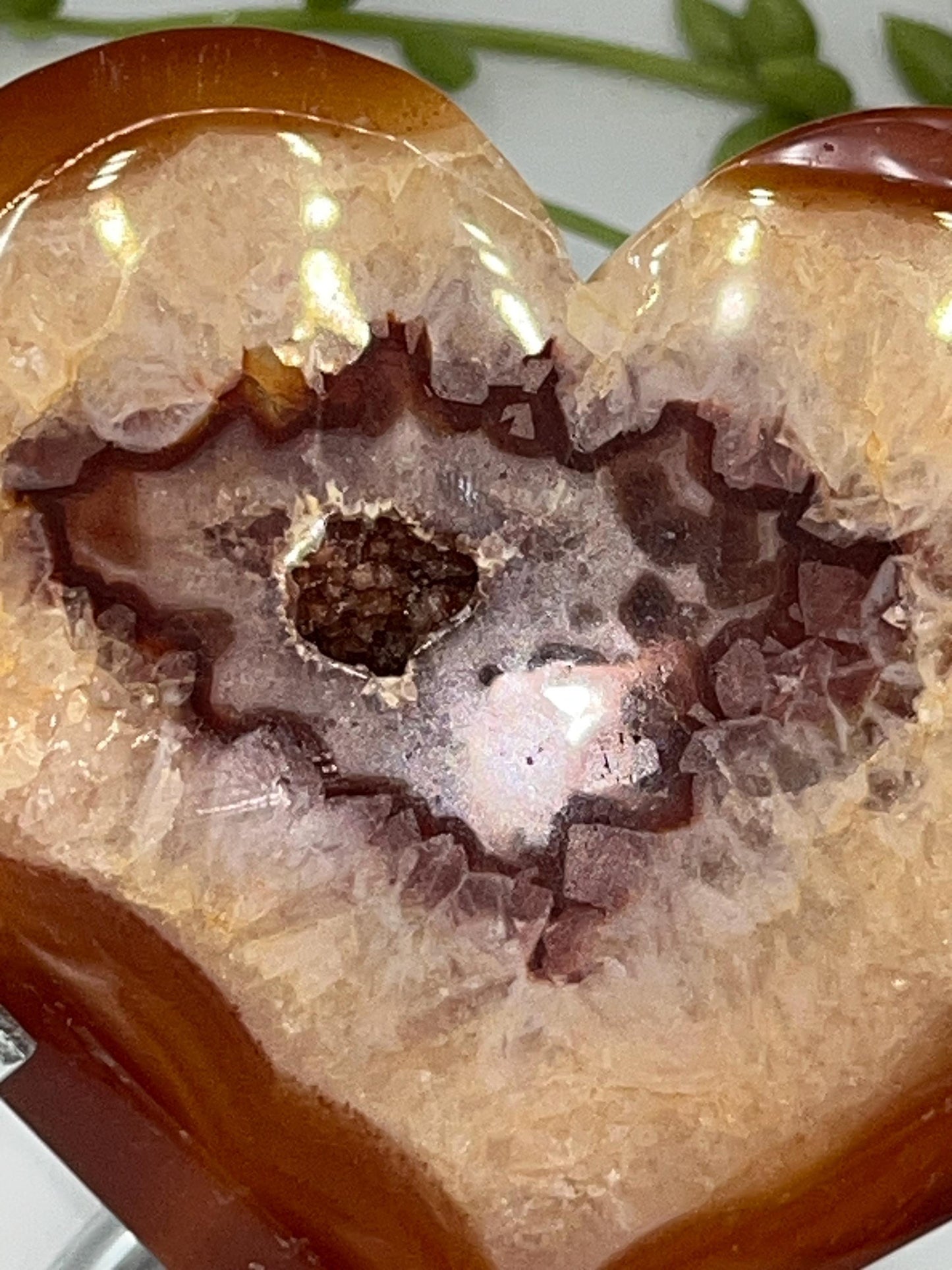 Carnelian Heart (C) with Druzy, Carnelian, Crystal Collection, Chakra Stones, Orange, Red Crystals, Carnelian Flat Heart, Drusy Carnelian.