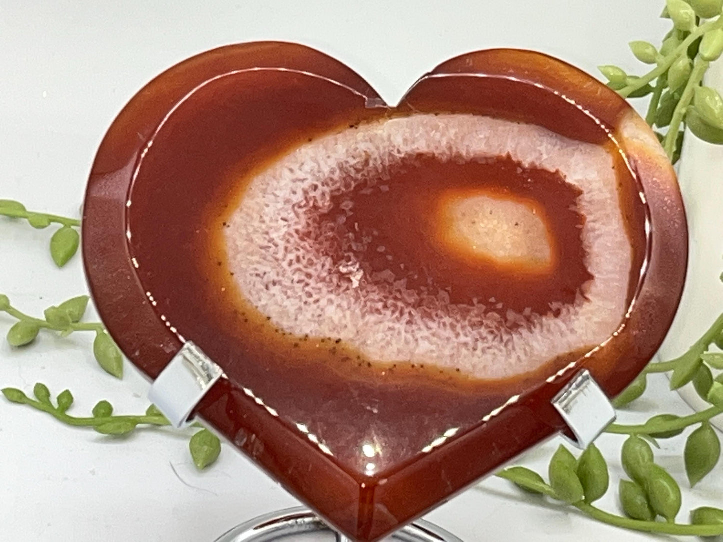 Carnelian Heart (D) with Druzy, Carnelian, Crystal Collection, Chakra Stones, Orange, Red Crystals, Carnelian Flat Heart, Drusy Carnelian.