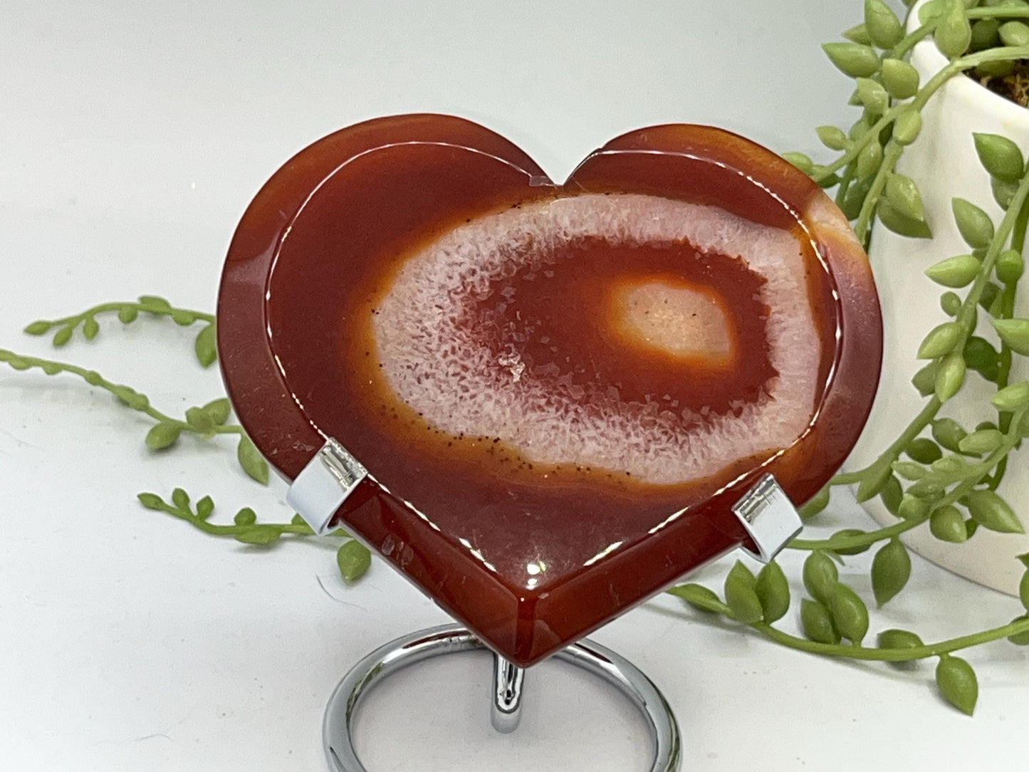 Carnelian Heart (D) with Druzy, Carnelian, Crystal Collection, Chakra Stones, Orange, Red Crystals, Carnelian Flat Heart, Drusy Carnelian.