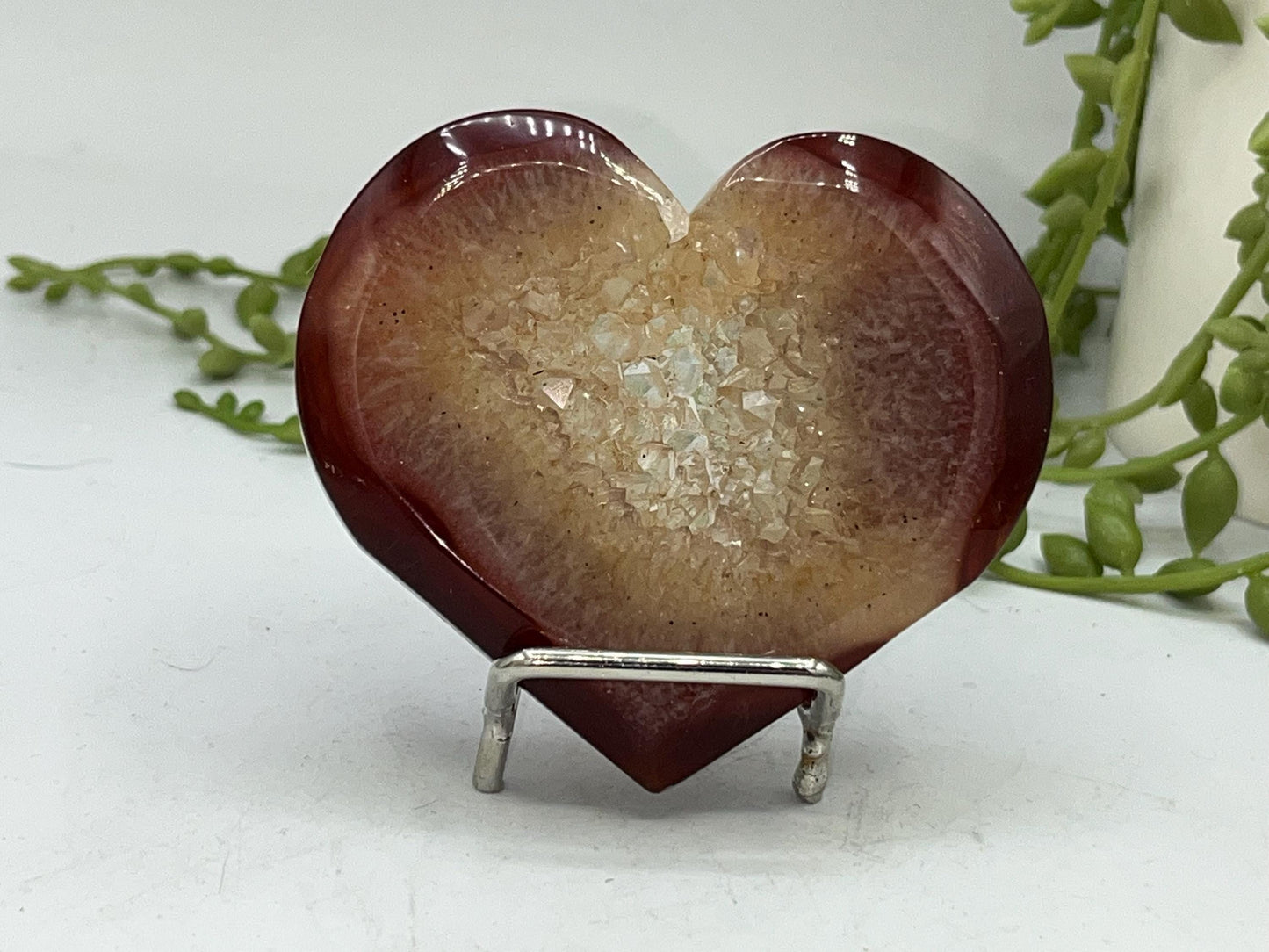 Carnelian Heart (H) with Druzy, Carnelian, Crystal Collection, Chakra Stones, Orange, Red Crystals, Carnelian Flat Heart, Drusy Carnelian.