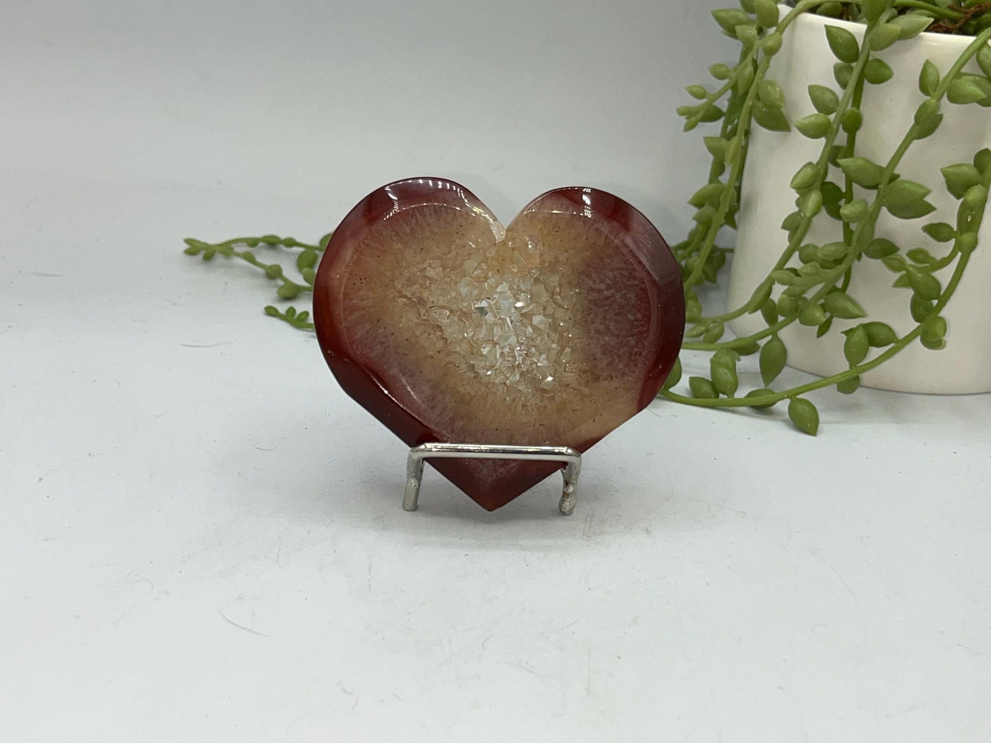 Carnelian Heart (H) with Druzy, Carnelian, Crystal Collection, Chakra Stones, Orange, Red Crystals, Carnelian Flat Heart, Drusy Carnelian.