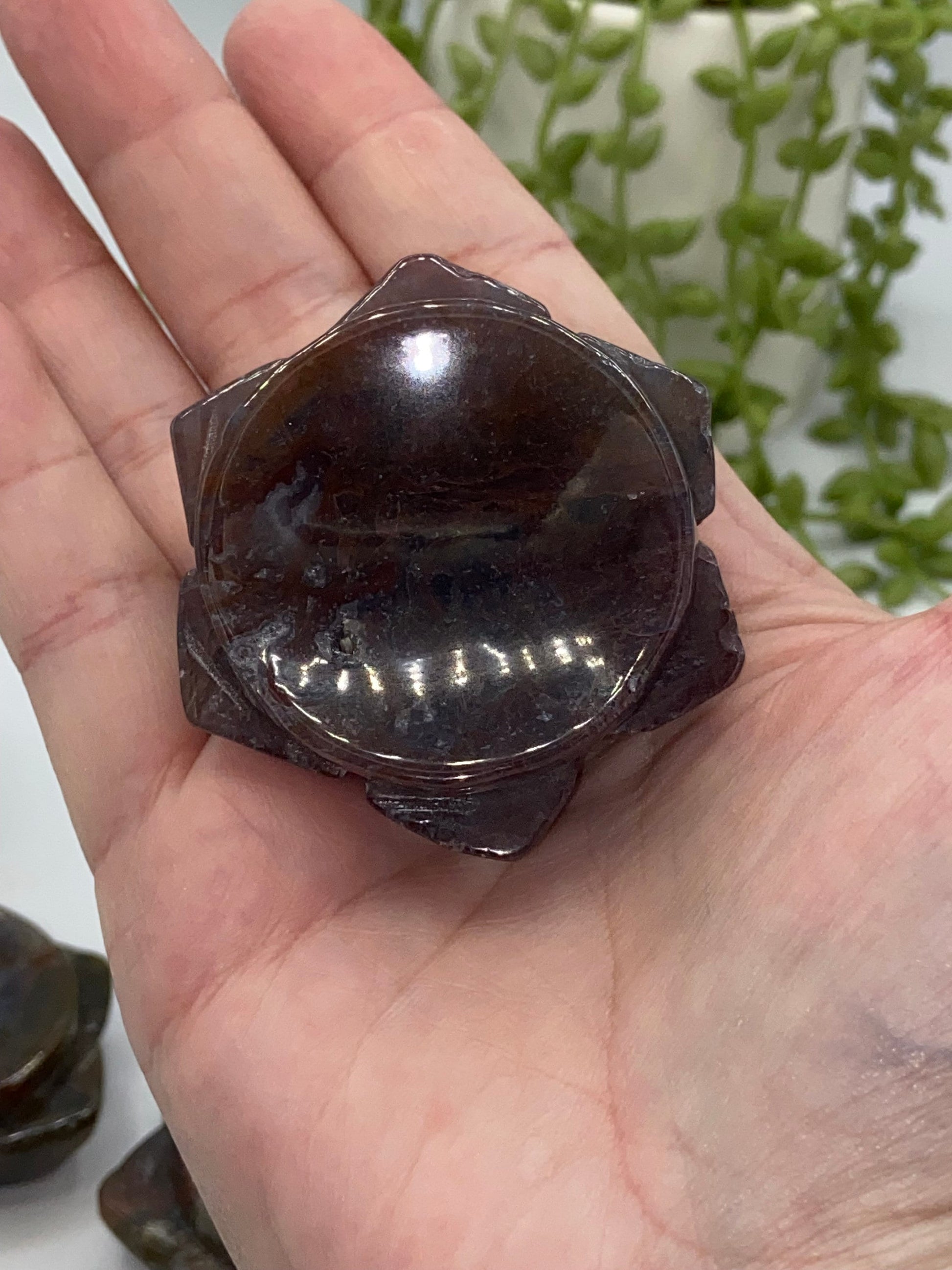 Moss Agate trinket dish/sphere stand, Crystal sphere stand/dish, red, blue, gold, green moss agate, pick your favourite