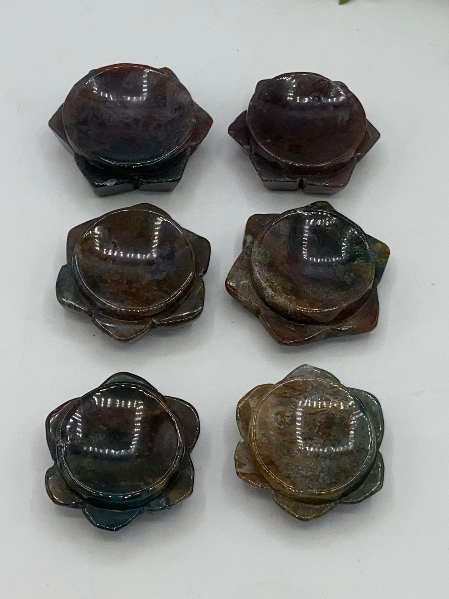 Moss Agate trinket dish/sphere stand, Crystal sphere stand/dish, red, blue, gold, green moss agate, pick your favourite