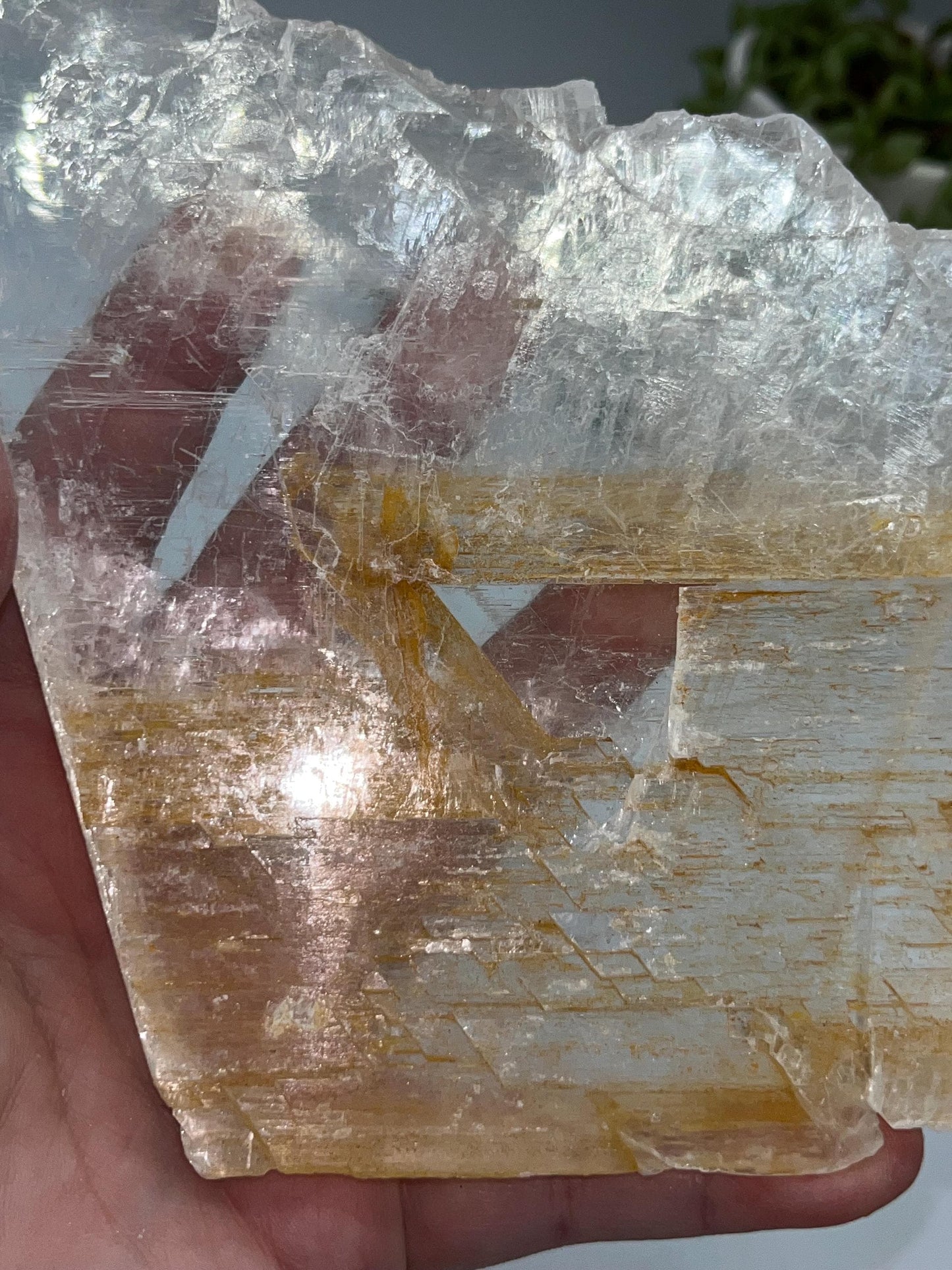 Pure Golden Phantom/Golden Healer Selenite slab (11), raw Selenite, Selenite charging plate, Selenite specimen, Iron Oxide