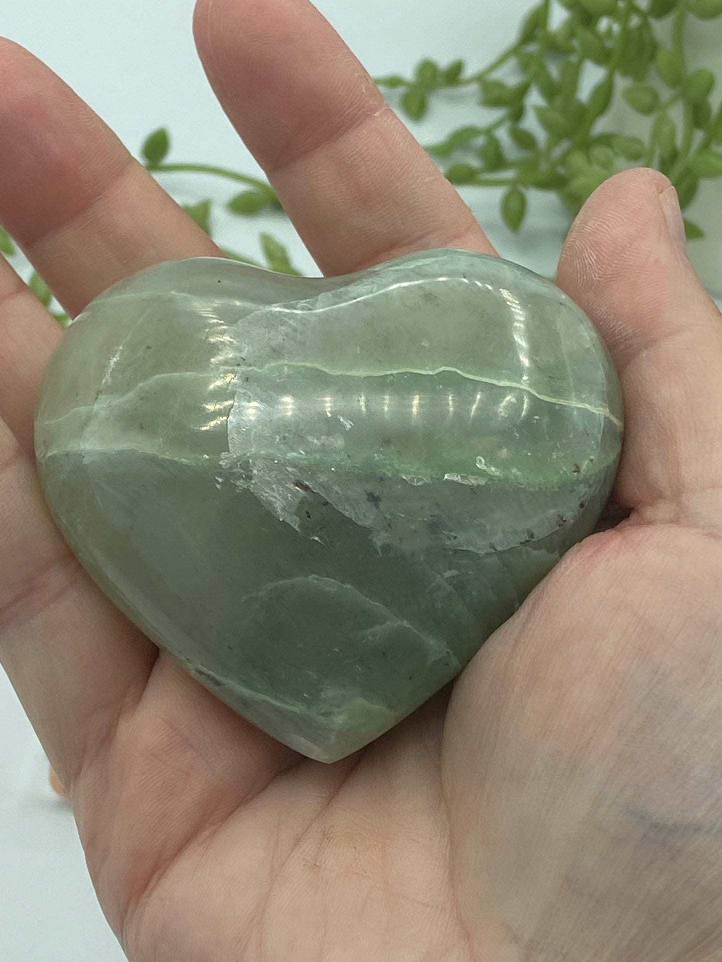 Gorgeous green moonstone heart, (D) Garnierite, moonstone Crystal, green crystal/gemstone, heart chakra, feminine energy