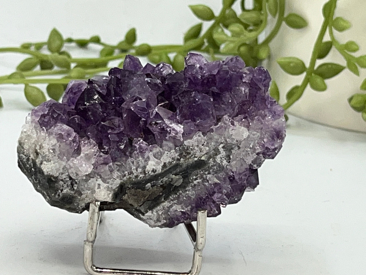 Gorgeous dark purple double sided Amethyst cluster on quartz base. Amethyst specimen, raw crystal,