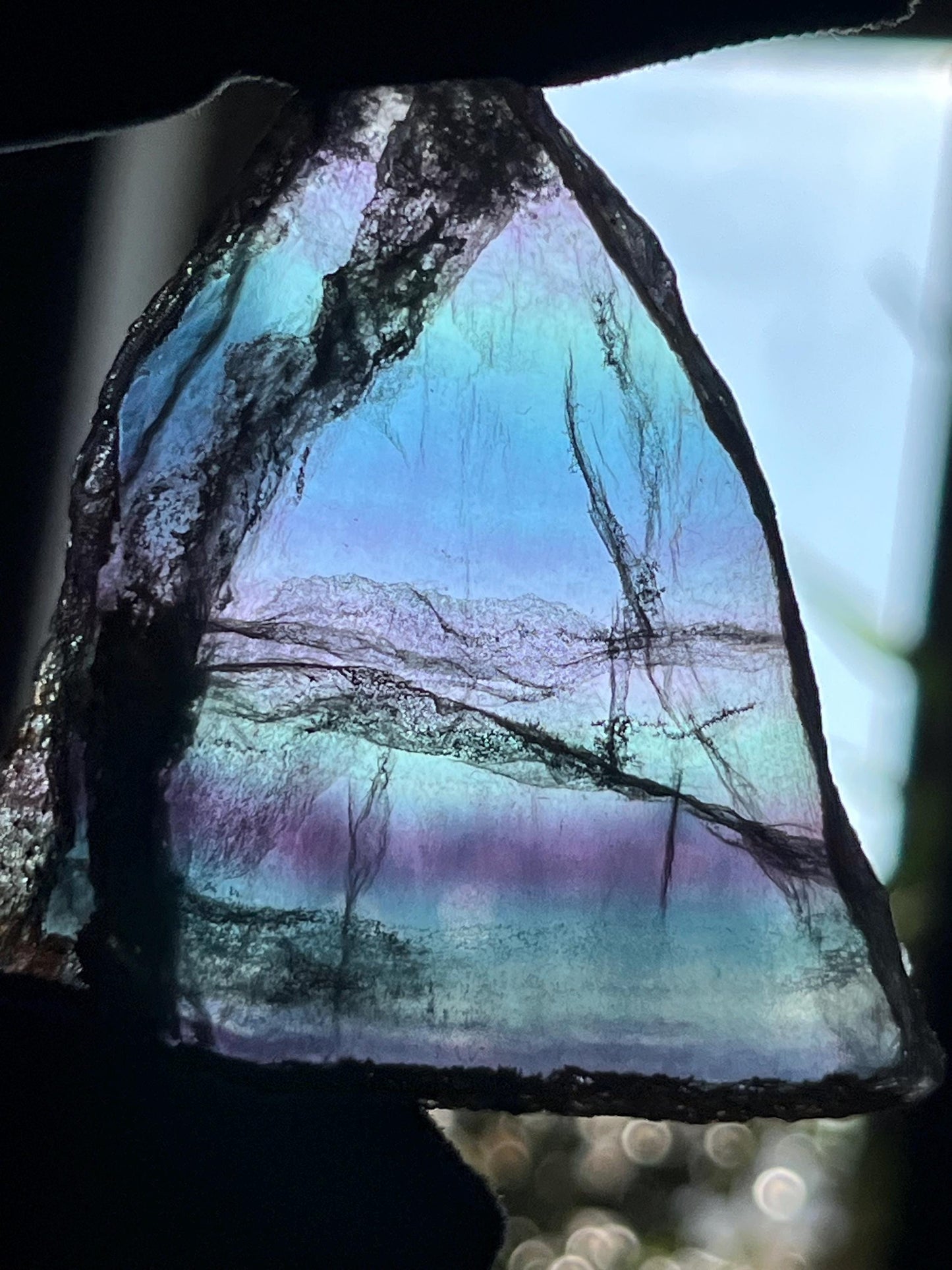 Fluorite slab/slices (D) Natural Rainbow Fluorite Slice, Crystal collection,crystal specimen, Rainbow Fluorite Slice, crystal Slice