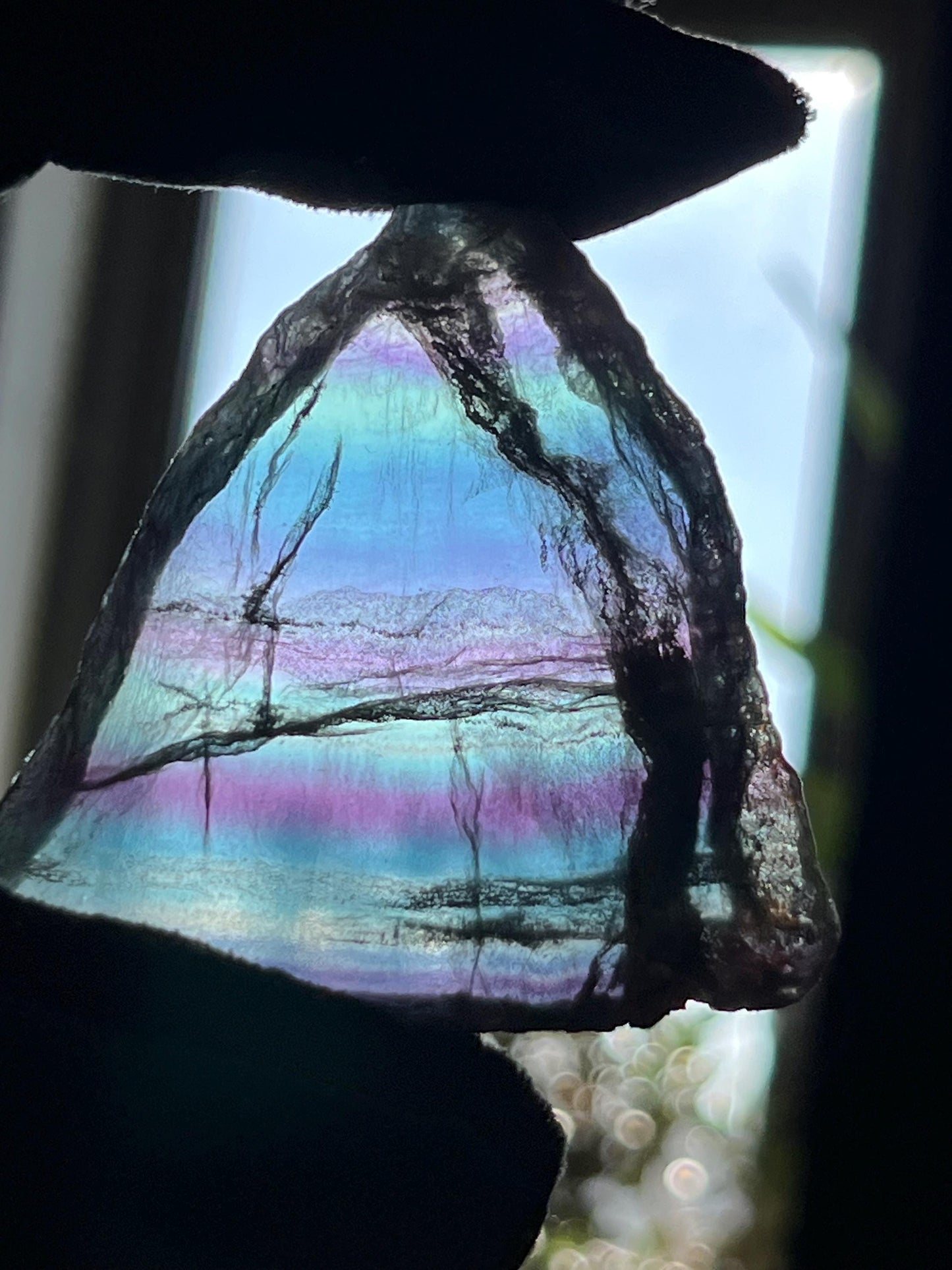 Fluorite slab/slices (D) Natural Rainbow Fluorite Slice, Crystal collection,crystal specimen, Rainbow Fluorite Slice, crystal Slice