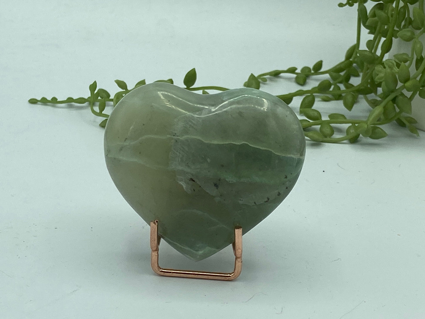 Gorgeous green moonstone heart, (D) Garnierite, moonstone Crystal, green crystal/gemstone, heart chakra, feminine energy