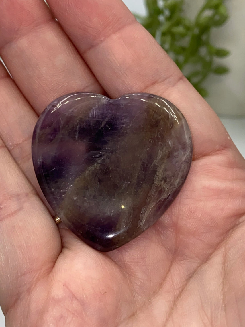 Heart shaped crystal worry stone, Dream Amethyst, Clear Quartz, Agate, Crystal worry stone, mini palmstone