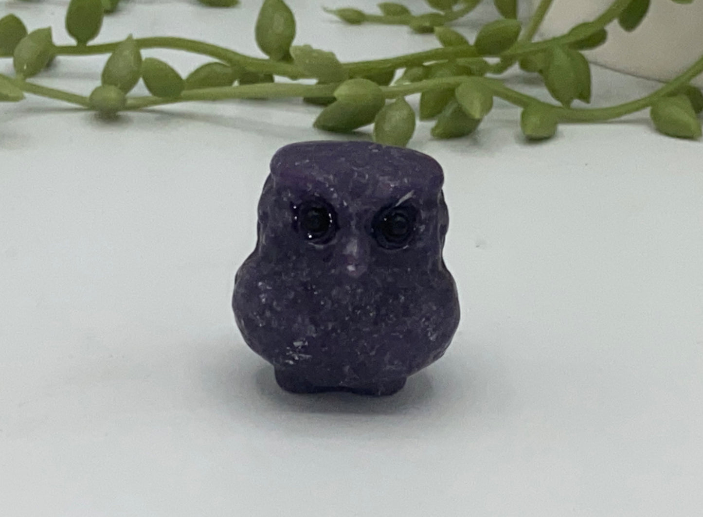 Mini owl carving. crystal animals, crystal owls, crystal carvings, natural crystal carvings quartz, pyrite, fluorite, labrodorite lepidolite