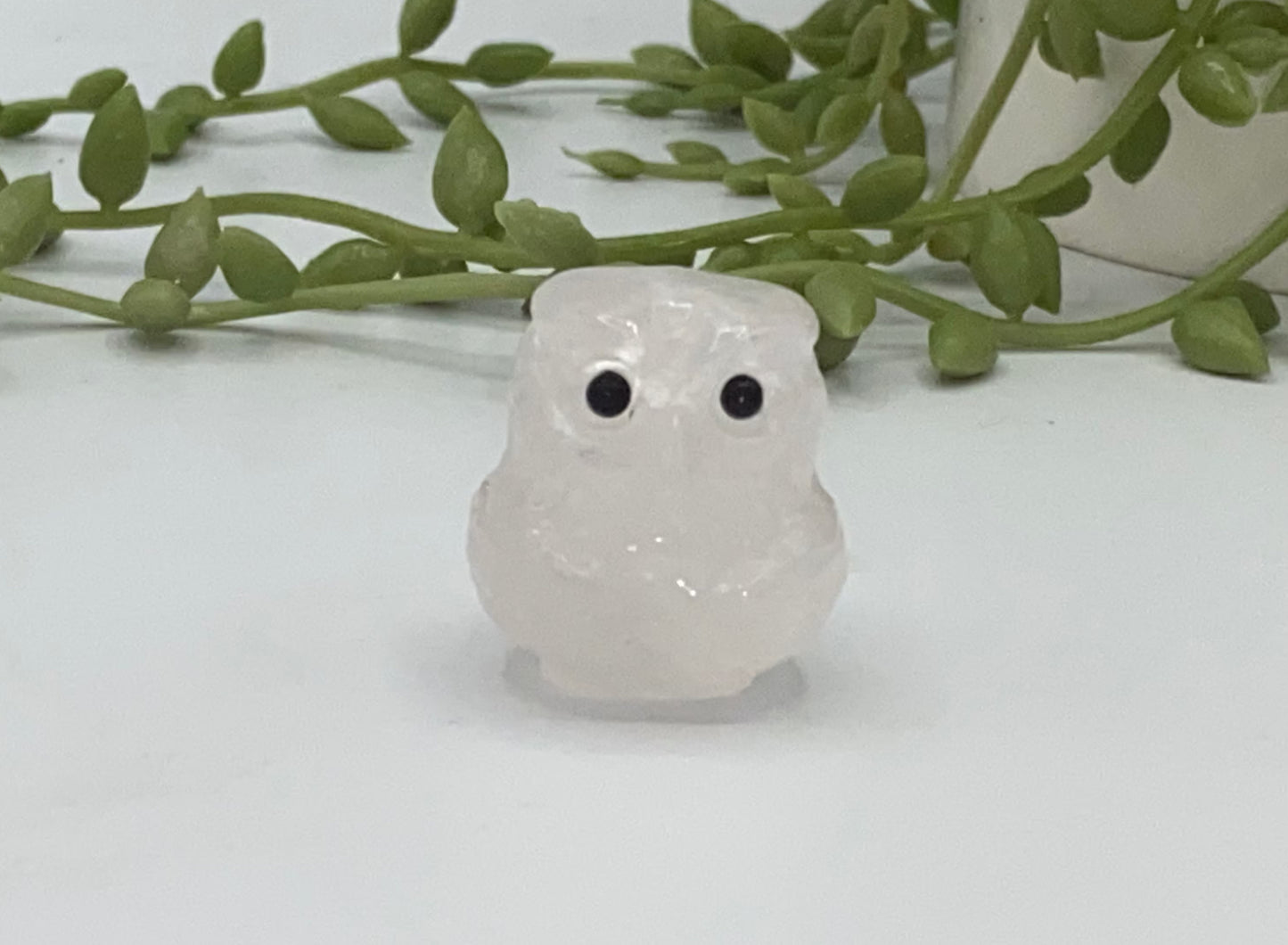 Mini owl carving. crystal animals, crystal owls, crystal carvings, natural crystal carvings quartz, pyrite, fluorite, labrodorite lepidolite