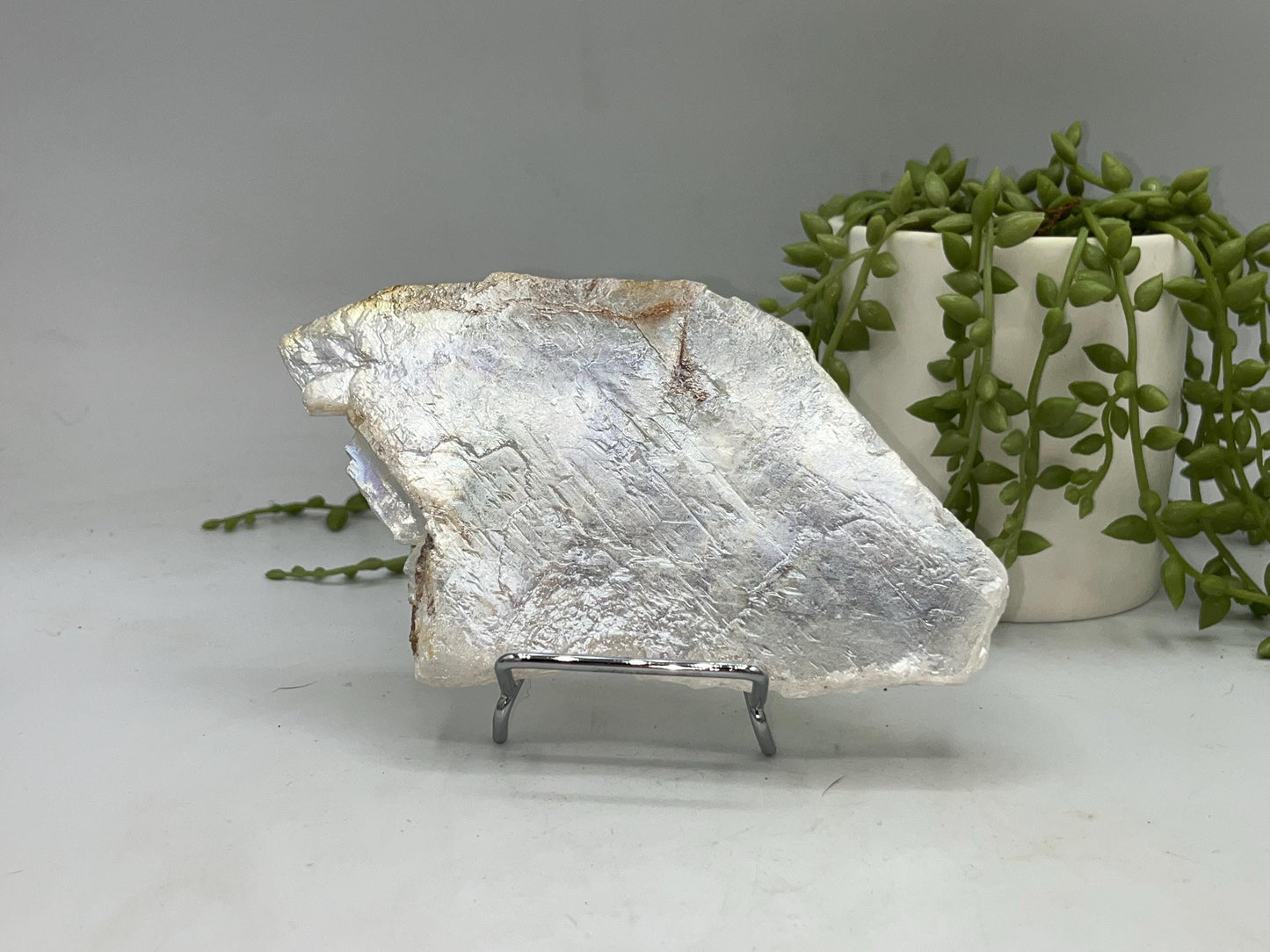 Pure true Angel Aura Selenite Slab with Golden Phantom/ Healer inclusions (4), raw Selenite, Selenite **please read description**