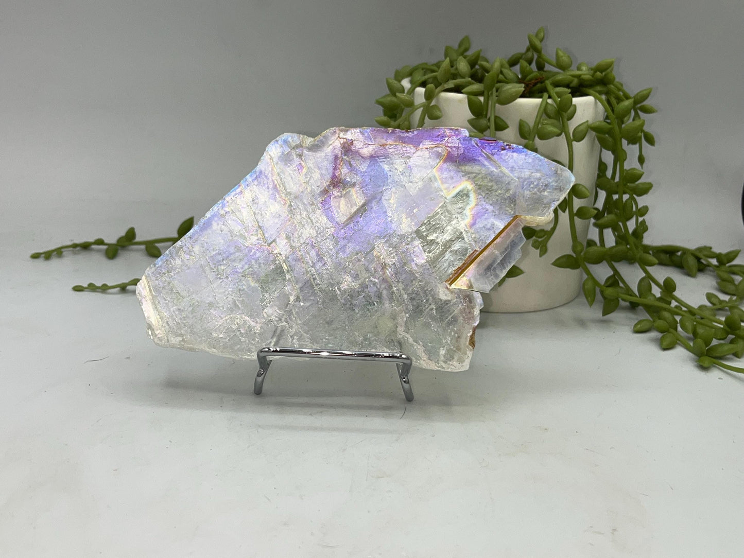 Pure true Angel Aura Selenite Slab with Golden Phantom/ Healer inclusions (4), raw Selenite, Selenite **please read description**