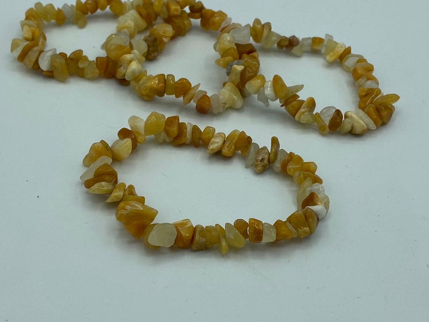 Yellow/honey Jade Crystal chip headed bracelet, Crystal Healing Gemstone. Happy and positive vibes, brings fortune and luck