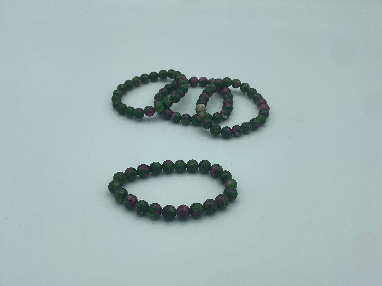 Ruby Zoisite 8mm Beaded Healing Bracelet, Natural Glow under uv - Heart Chakra,