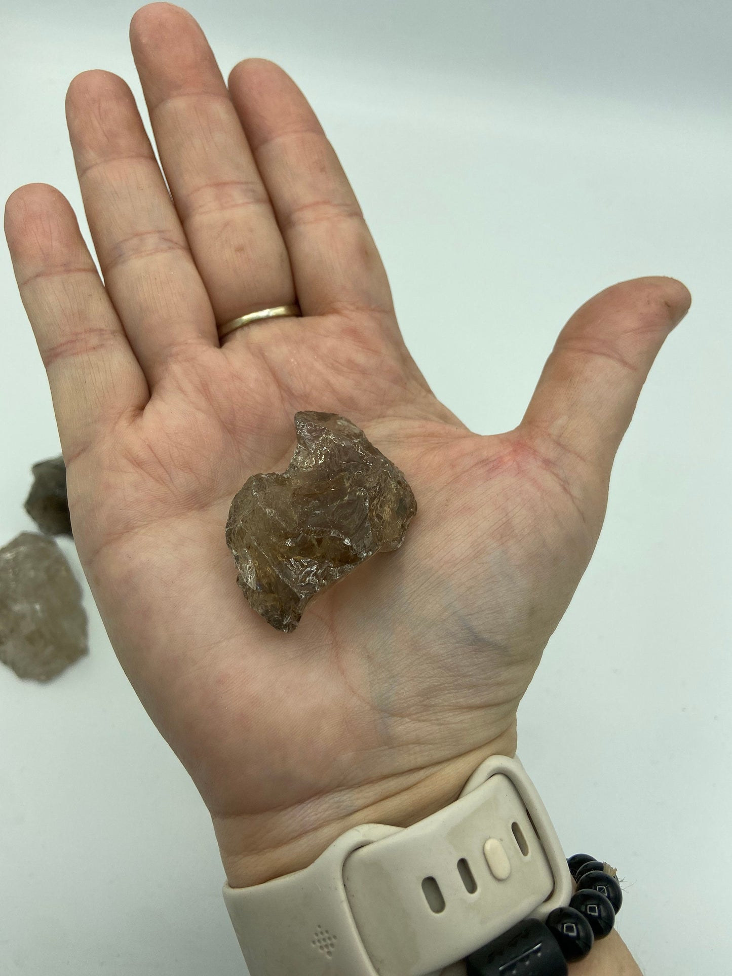 Smoky quartz raw chunk, semi tumbled Crystal. Natural gemstone, protection and healing crystal