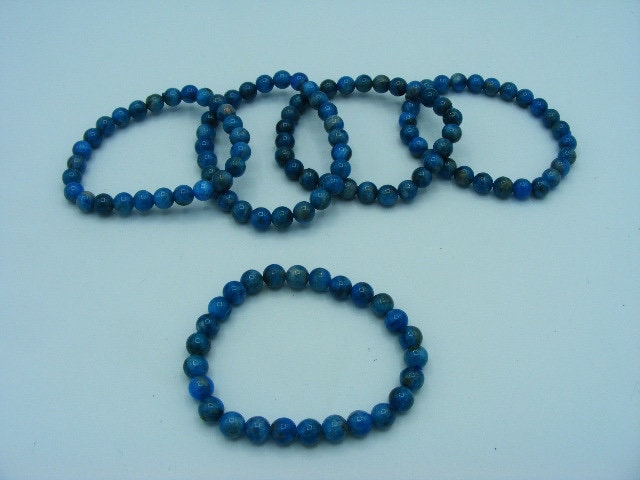 Blue Apatite Gemstone 6mm Bead Bracelet. Handmade Jewelry, Healing Crystal Bracelet