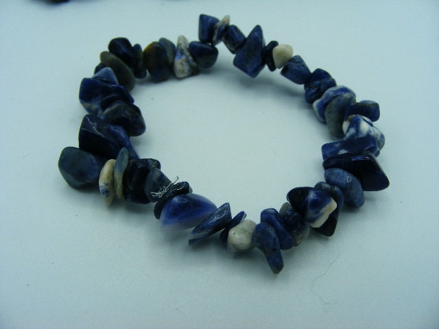 Sodalite bracelet, chip bracelet, Crystal Chip Gem Bracelet