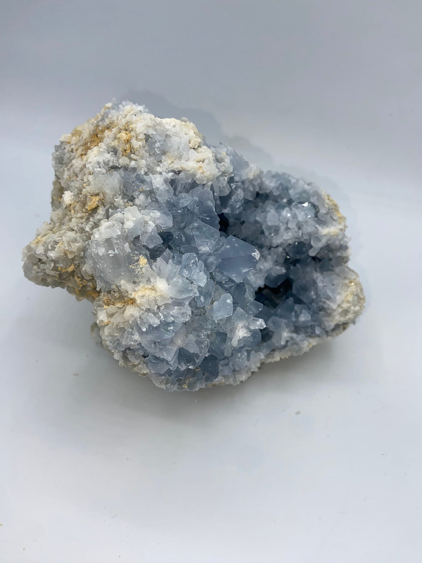 Celestite/Celestine crystal geode cluster, (piece A) very sparkly sky blue, natural statement crystal, nearly 3kg! 6.5lbs