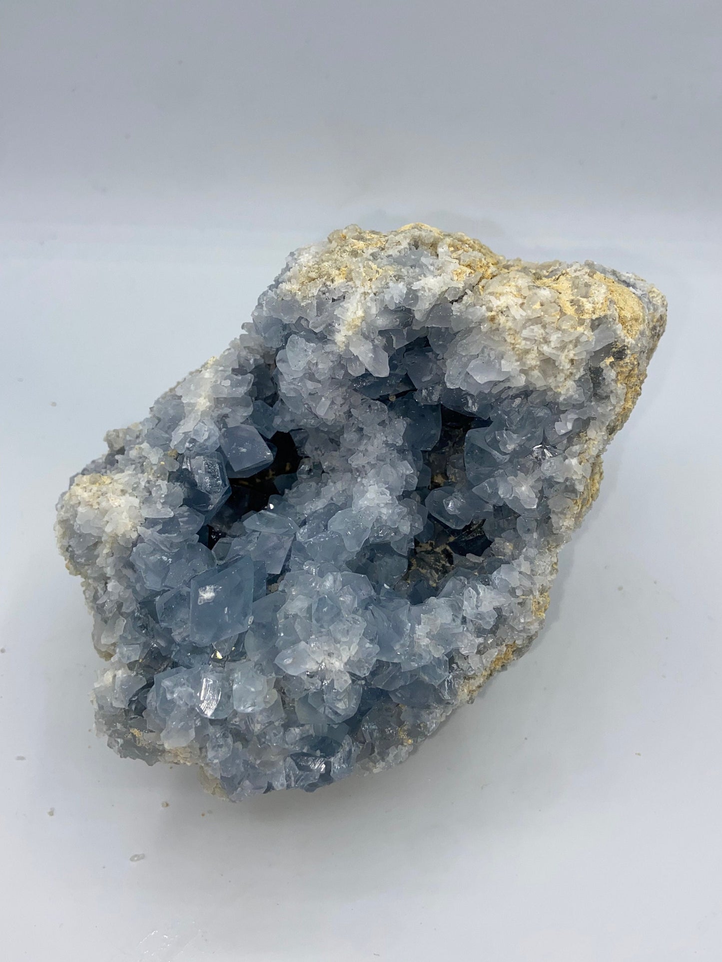 Celestite/Celestine crystal geode cluster, (piece A) very sparkly sky blue, natural statement crystal, nearly 3kg! 6.5lbs