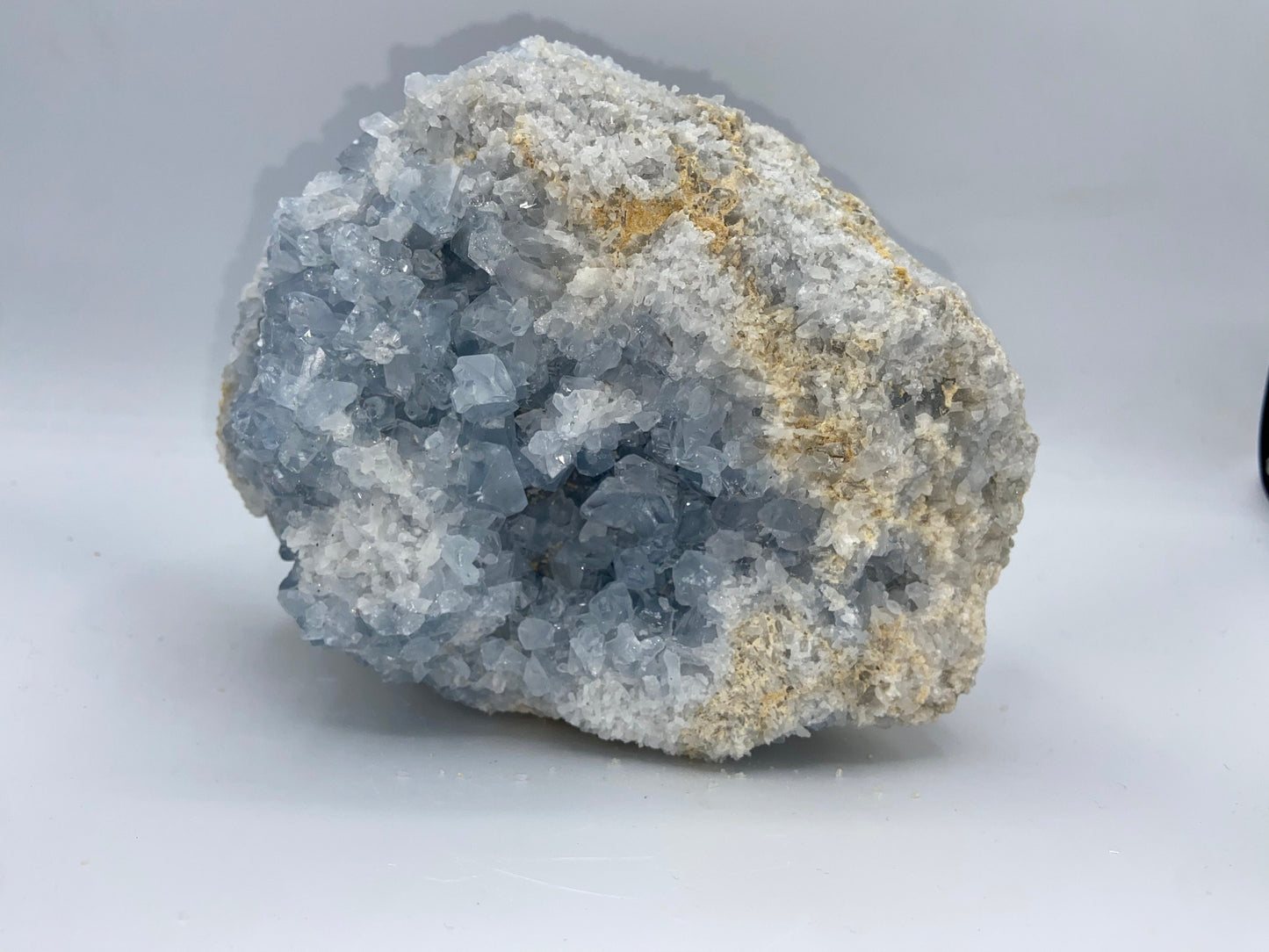 Celestite/Celestine crystal geode cluster, (piece B) very sparkly sky blue, natural statement crystal, nearly 3.25kg! 7.2lbs